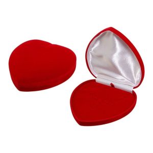 40ES - Estojo Caixinha Veludo Formato Coração para Conjunto